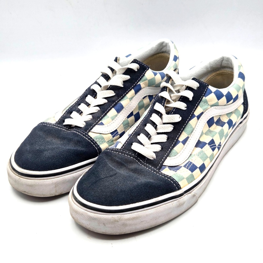 Vans Old Skool Blue Topaz Checkerboard Men Size 10.5 Skate Sneaker